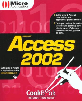 Couverture du livre « Cookbook Access 2002 » de Herve Inisan aux éditions Micro Application