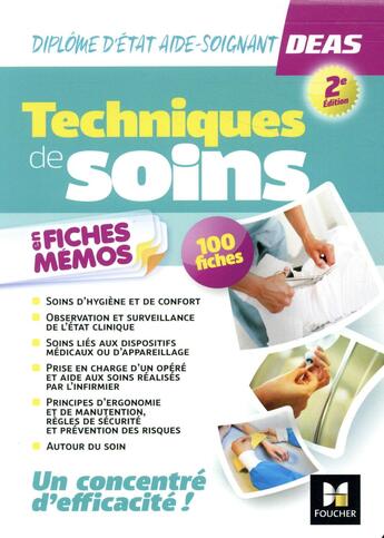 Couverture du livre « Techniques de soins en fiches mémos ; diplôme d'Etat aide-soignant DEAS » de Hayat Abbadi aux éditions Foucher