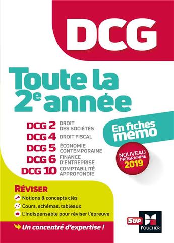 Couverture du livre « Dcg : toute la 2e annee du dcg 2, 4, 5, 6, 10 en fiches - revision » de Destours/Guyvarc'H aux éditions Foucher