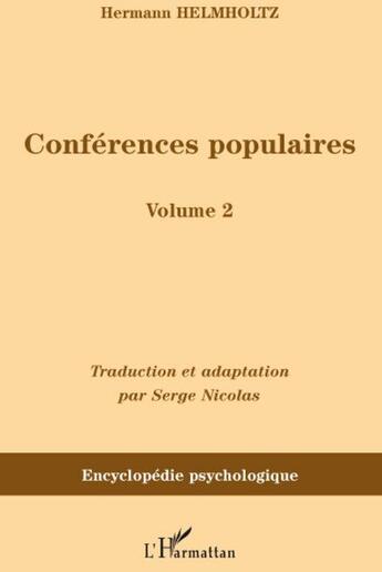 Couverture du livre « Conférences populaires t.2 » de Hermann Helmholtz aux éditions L'harmattan