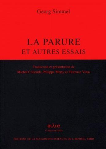 Couverture du livre « La parure des autres assais » de Georg Simmel aux éditions Maison Des Sciences De L'homme