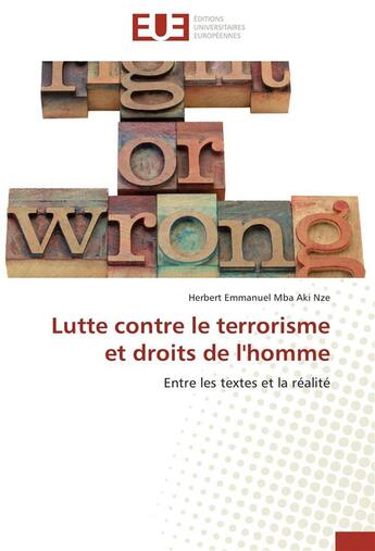 Couverture du livre « Lutte contre le terrorisme et droits de l'homme » de Nze-H aux éditions Editions Universitaires Europeennes