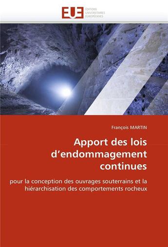 Couverture du livre « Apport des lois d'endommagement continues » de Martin-F aux éditions Editions Universitaires Europeennes