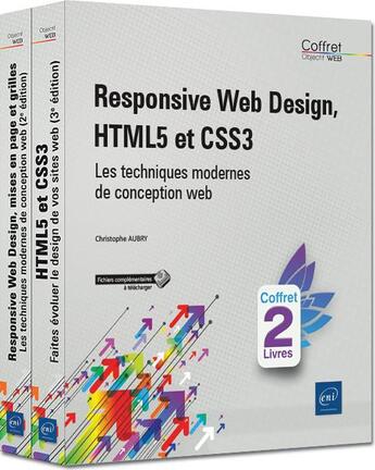 Couverture du livre « Responsive Web Design, HTML5 et CSS3 ; coffret de 2 livres : les techniques modernes de conception web » de Christophe Aubry aux éditions Eni