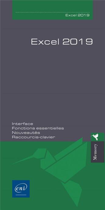 Couverture du livre « Excel, versions 2019 et Office 365 ; dépliant » de  aux éditions Eni