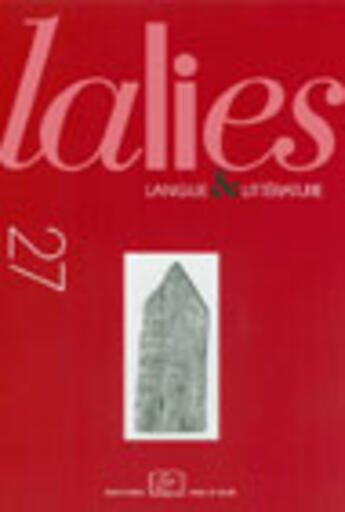 Couverture du livre « REVUE LALIES ; lalies 27/2007 » de  aux éditions Rue D'ulm