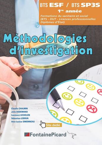 Couverture du livre « Methodologies d'investigation bts1 esf-sp3s » de Chalmin-Dodemand... aux éditions Fontaine Picard