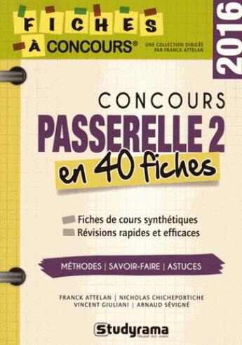 Couverture du livre « Concours passerelle 2 en 40 fiches 2016 » de Attelan Franck aux éditions Studyrama