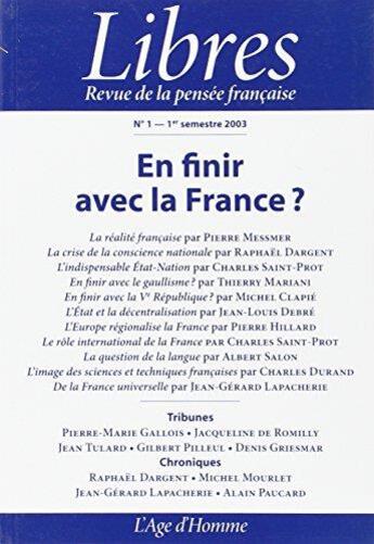 Couverture du livre « Libres 01/2003 » de Revue aux éditions L'age D'homme