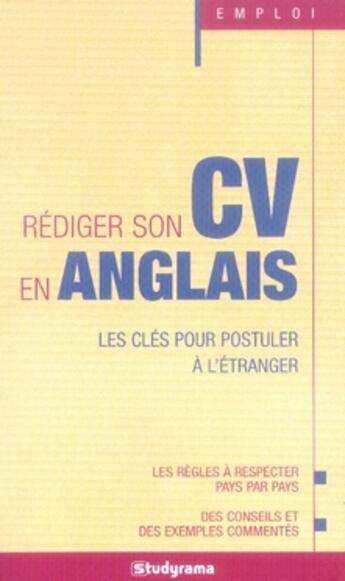 Couverture du livre « Rédiger son cv en anglais » de  aux éditions Studyrama