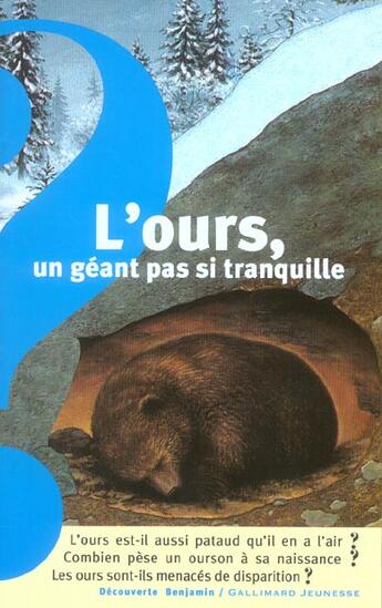 Couverture du livre « L'ours, un geant pas si tranquille » de Pfeffer/Stephan aux éditions Gallimard-jeunesse