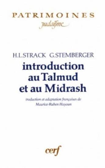 Couverture du livre « Introduction au talmud et au midrash » de Strack Herman L. aux éditions Cerf