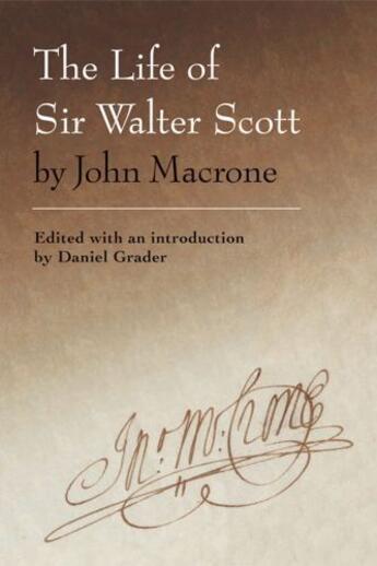 Couverture du livre « The Life of Sir Walter Scott by John Macrone: edited with an introduct » de Daniel Grader aux éditions Edinburgh University Press