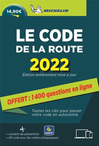 Couverture du livre « Code de la route (édition 2022) » de Collectif Michelin aux éditions Michelin