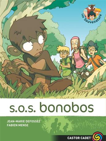 Couverture du livre « Les Sauvenature T.5 ; S.O.S. bonobos » de Jean-Marie Defossez et Fabien Mense aux éditions Pere Castor