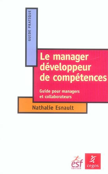 Couverture du livre « Manager developpeur de competences » de Nathalie Esnault aux éditions Esf Prisma