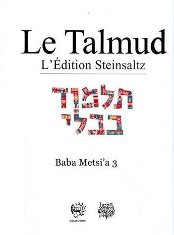 Couverture du livre « Talmud ; Babli Baba Metsia 3 t.10 » de Adin Steinsaltz aux éditions Biblieurope