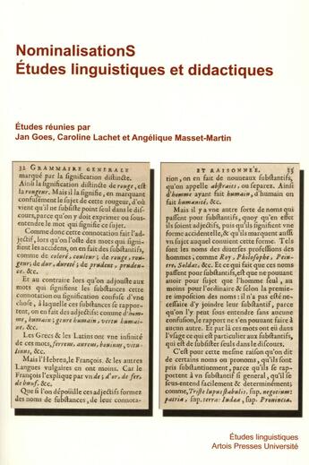 Couverture du livre « Nominalisations » de Goes/Lachet/Mar aux éditions Pu D'artois