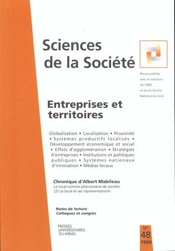 Couverture du livre « Entreprises et territoires sciences de la societe n48 » de  aux éditions Pu Du Midi