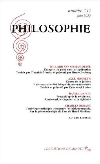 Couverture du livre « Philosophie 154 » de  aux éditions Minuit