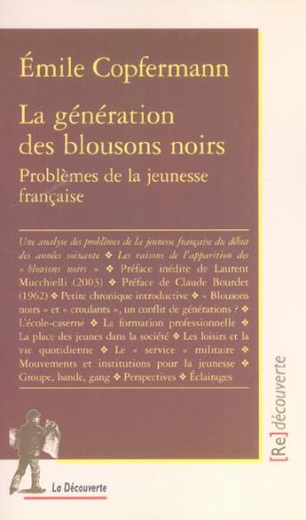 Couverture du livre « La generation des blousons noirs » de Copfermann/Bourdet aux éditions La Decouverte