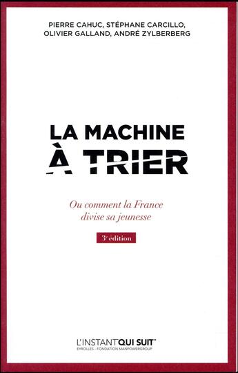 Couverture du livre « La machine à trier ; où comment la France divise sa jeunesse (3e édition) » de Pierre Cahuc et Olivier Galland et Stephane Carcillo et Zylberberg/Andre aux éditions Eyrolles