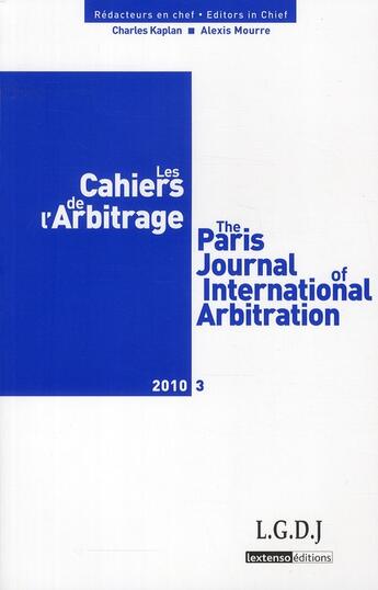 Couverture du livre « Les cahiers de l'arbitrage N.3 » de  aux éditions Lgdj