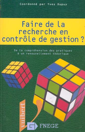 Couverture du livre « Faire De La Recherche En Controle De Gestion » de Dupuy aux éditions Vuibert