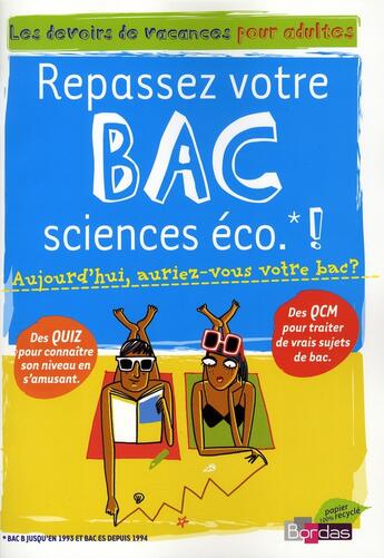 Couverture du livre « Repasser son bac ES ; les devoirs de vacances pour adultes » de  aux éditions Bordas