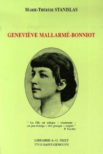 Couverture du livre « Geneviève Mallarmé-Bonniot » de Stanislas Marie-Ther aux éditions Nizet