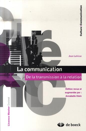 Couverture du livre « La communication ; de la transmission à la relation » de Lohisse aux éditions De Boeck