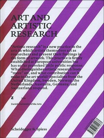 Couverture du livre « Art and artistic research: music, visual art, design, literature, dance zurich yearbook of the arts/ » de Caduff aux éditions Scheidegger
