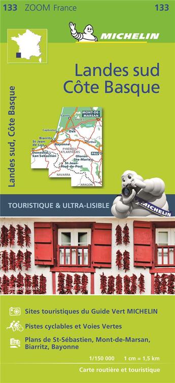 Couverture du livre « Carte zoom 133 landes sud - cote basque 2018 » de Collectif Michelin aux éditions Michelin