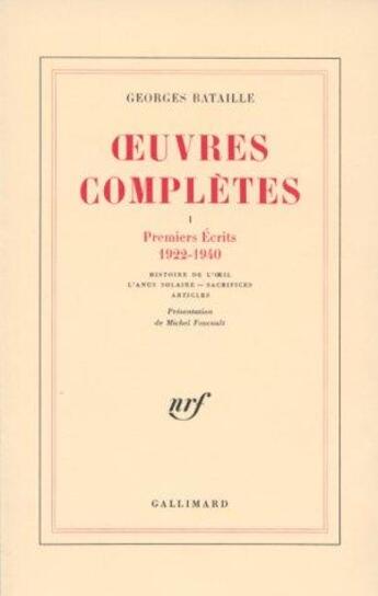 Couverture du livre « Oeuvres complètes » de Georges Bataille aux éditions Gallimard