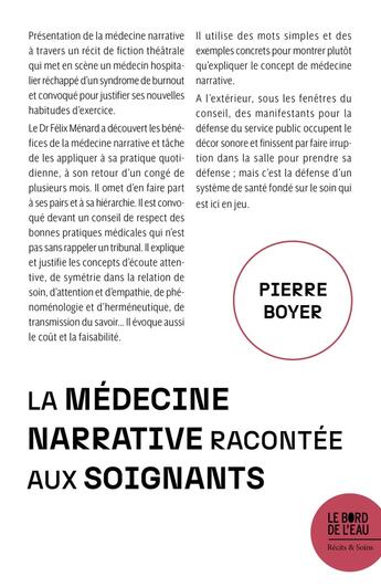 Couverture du livre « La médecine narrative racontée aux soignants » de Pierre-Louis Boyer aux éditions Bord De L'eau