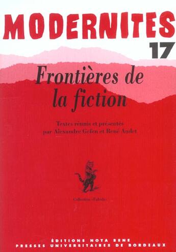 Couverture du livre « Frontières de la fiction » de Aud Gefen Alexandre aux éditions Pu De Bordeaux