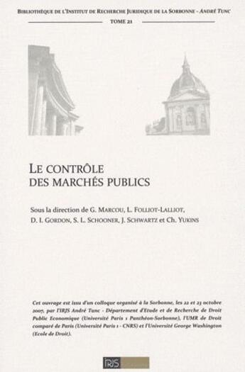 Couverture du livre « Le contrôle des marchés publics » de G. Marcou aux éditions Irjs