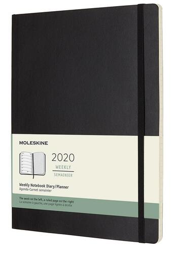 Couverture du livre « Agenda semainier très grand format noir souple (édition 2020) » de  aux éditions Moleskine