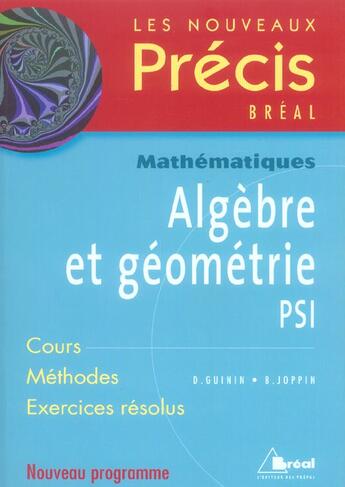 Couverture du livre « Precis algebre et geometrie psi » de Guinin aux éditions Breal