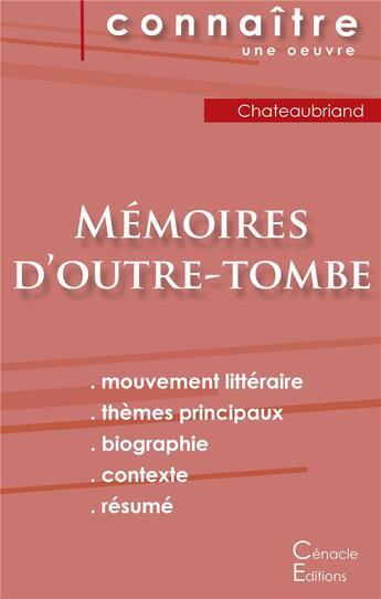 Couverture du livre « Mémoires d'outre-tombe de Chateaubriand » de  aux éditions Editions Du Cenacle