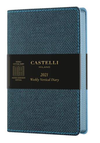 Couverture du livre « Agenda 2021 semainier vertical poche harris blue » de  aux éditions Castelli Milano