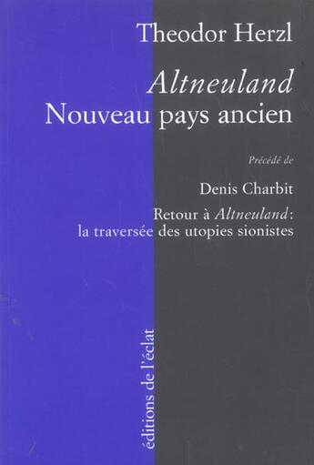 Couverture du livre « Nouveau pays ancien » de Herzl/Theodor aux éditions Eclat