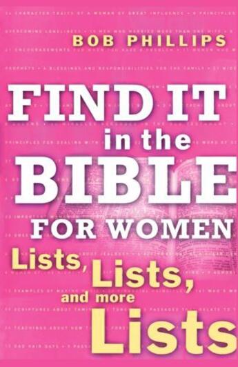 Couverture du livre « Find It in the Bible for Women » de Phillips Bob aux éditions Howard Books