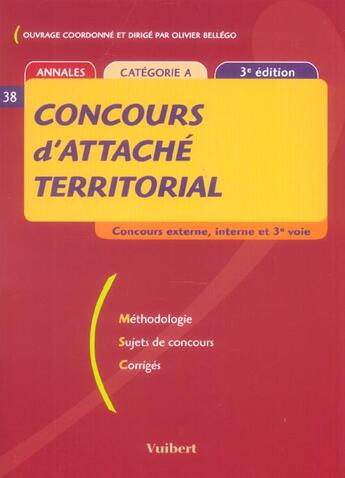 Couverture du livre « Concours D'Attache Territorial » de Olivier Bellego aux éditions Vuibert