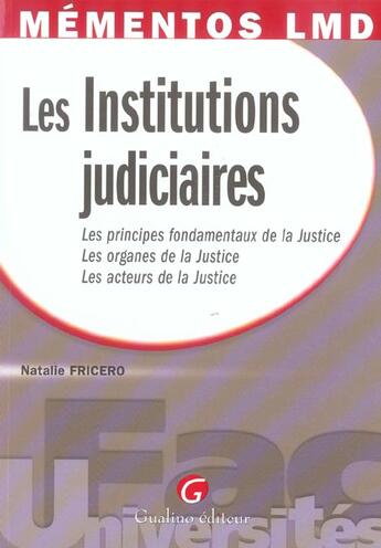 Couverture du livre « Les institutions judiciaires » de Fricero N aux éditions Gualino