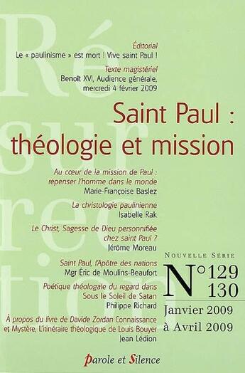 Couverture du livre « Saint Paul : théologie et missions (janvier 2009-avril 2009) » de Mv Ressurection aux éditions Parole Et Silence