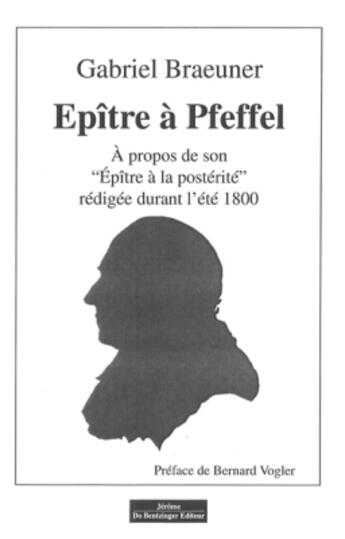 Couverture du livre « Épître à Pfeffel ; à propos de son 