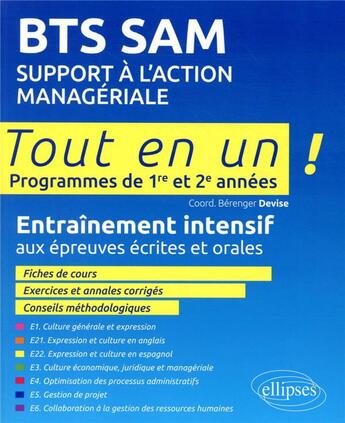 Couverture du livre « Bts sam - support a l'action manageriale » de Devise/Aferiat/Paris aux éditions Ellipses