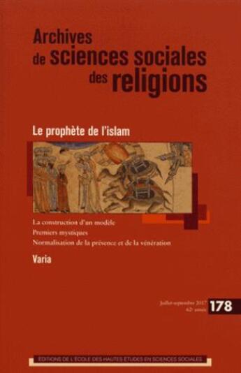 Couverture du livre « Archives De Sciences Sociales Des Religions 178 » de  aux éditions Ehess