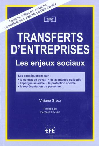 Couverture du livre « Transferts d'entreprises-les enjeux sociaux » de Viviane Stulz aux éditions Efe